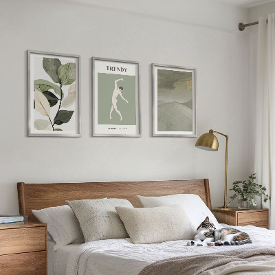 Conjunto de quadros para sala de estar padrões abstratos de silhuetas de plantas