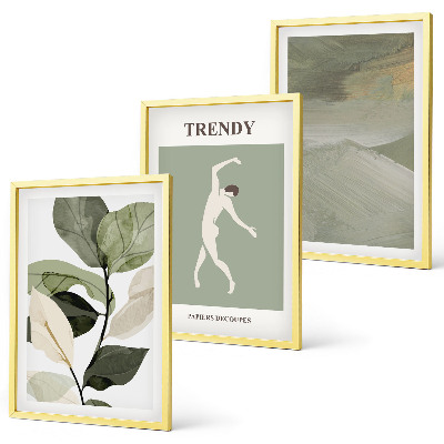 Conjunto de quadros para sala de estar padrões abstratos de silhuetas de plantas