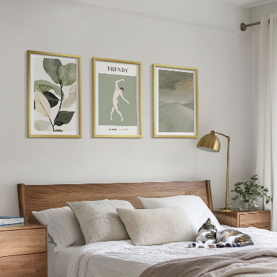 Conjunto de quadros para sala de estar padrões abstratos de silhuetas de plantas