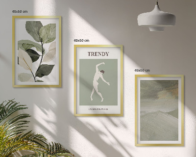 Conjunto de quadros para sala de estar padrões abstratos de silhuetas de plantas