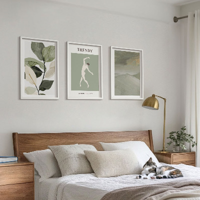 Conjunto de quadros para sala de estar padrões abstratos de silhuetas de plantas