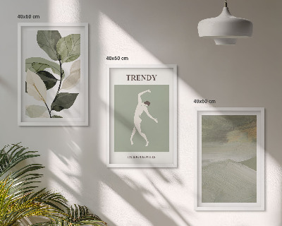 Conjunto de quadros para sala de estar padrões abstratos de silhuetas de plantas