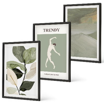 Conjunto de quadros para sala de estar padrões abstratos de silhuetas de plantas