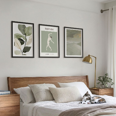 Conjunto de quadros para sala de estar padrões abstratos de silhuetas de plantas