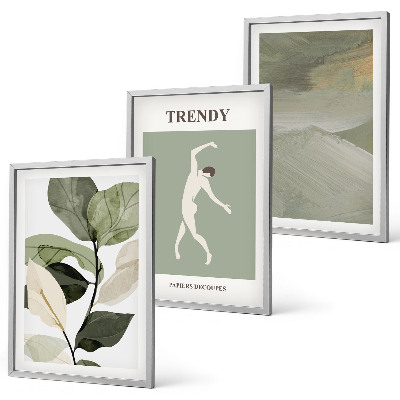 Conjunto de quadros para sala de estar padrões abstratos de silhuetas de plantas