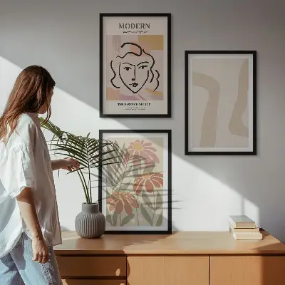 Composição de quadros moderna mulher abstrata
