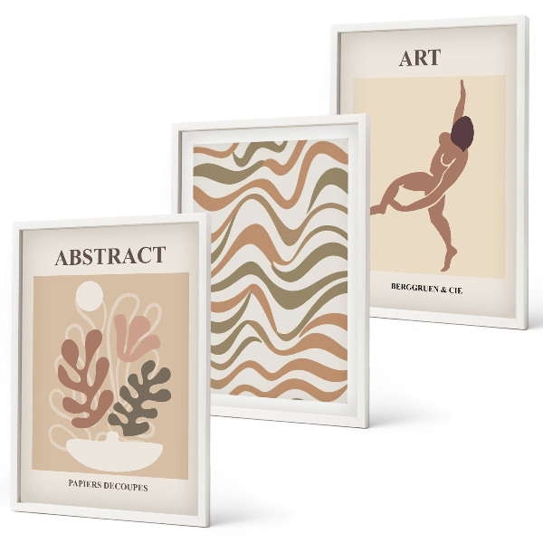 Conjunto de quadros para sala de estar Padrões abstratos boho de Matisse