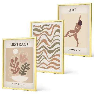 Conjunto de quadros para sala de estar com padrões abstratos boho ao estilo Matisse