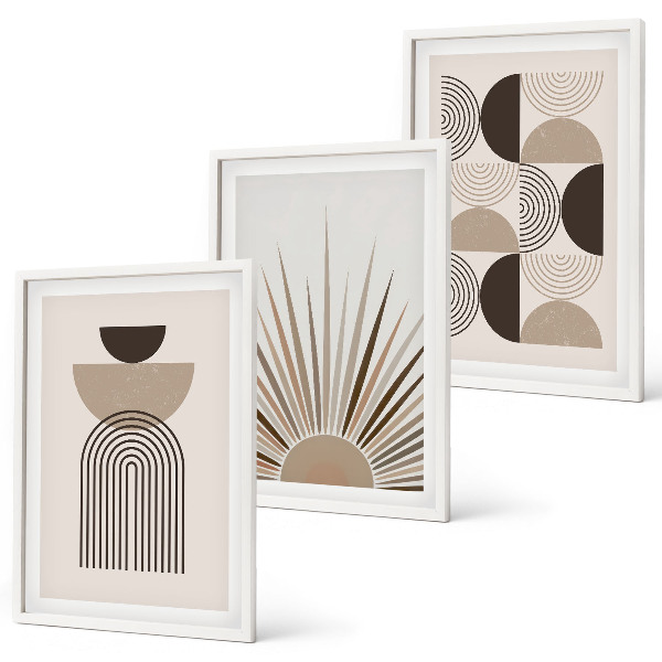 Composição de quadros moderna Formas abstratas em tons de bege e marrom.