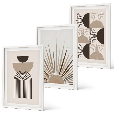 Composição de quadros moderna Formas abstratas em tons de bege e marrom.