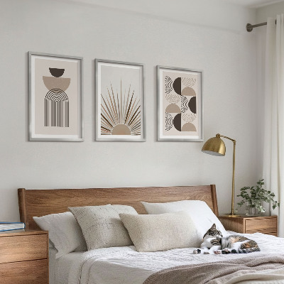 Composição de quadros moderna Formas abstratas em tons de bege e marrom.