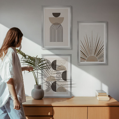Composição de quadros moderna Formas abstratas em tons de bege e marrom.
