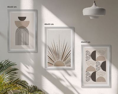 Composição de quadros moderna Formas abstratas em tons de bege e marrom.