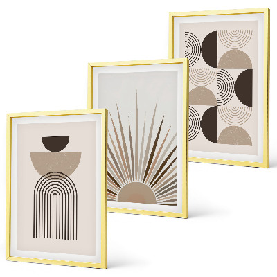 Composição de quadros moderna Formas abstratas em tons de bege e marrom.