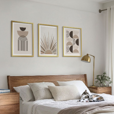 Composição de quadros moderna Formas abstratas em tons de bege e marrom.
