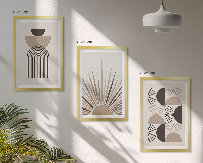Composição de quadros moderna Formas abstratas em tons de bege e marrom.