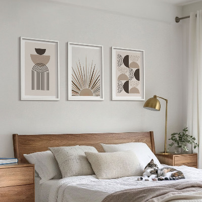 Composição de quadros moderna Formas abstratas em tons de bege e marrom.