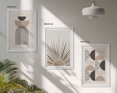 Composição de quadros moderna Formas abstratas em tons de bege e marrom.