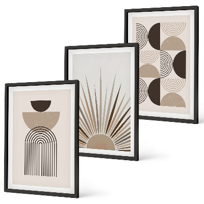 Composição de quadros moderna Formas abstratas em tons de bege e marrom.