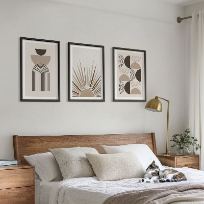 Composição de quadros moderna Formas abstratas em tons de bege e marrom.