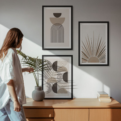 Composição de quadros moderna Formas abstratas em tons de bege e marrom.