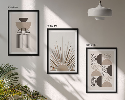 Composição de quadros moderna Formas abstratas em tons de bege e marrom.