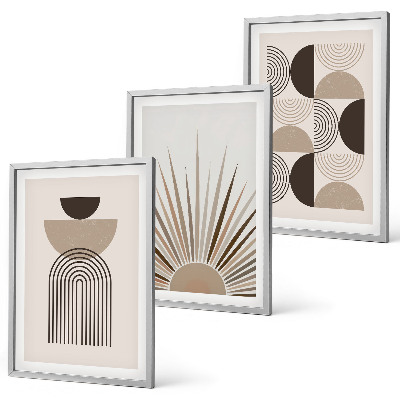 Composição de quadros moderna Formas abstratas em tons de bege e marrom.