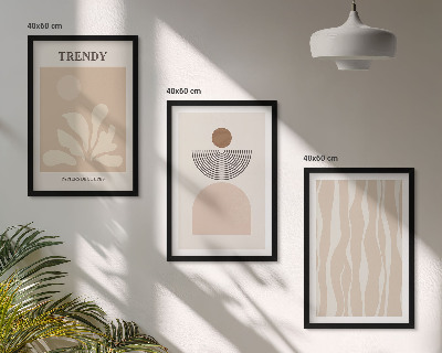 Conjunto de quadros para sala de estar Tons abstratos elegantes em tons de bege
