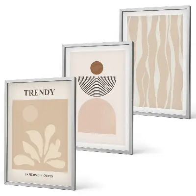 Conjunto de quadros para sala de estar com tons abstratos elegantes em bege