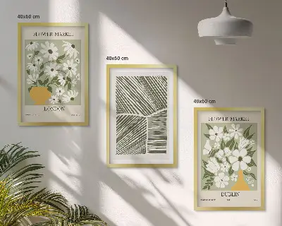 Conjunto de quadros decorativos modernos com padrões florais Londres e Dublin