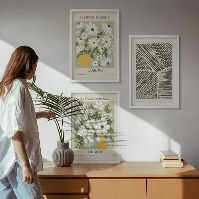 Conjunto de quadros decorativos modernos com padrões florais Londres e Dublin