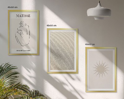 Conjunto de 3 quadros com moldura Linhas de areia minimalistas ao sol