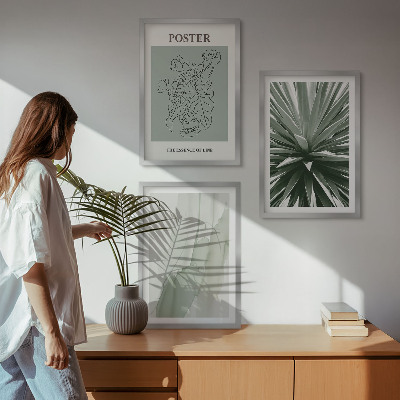 Conjunto de quadros para sala de estar Padrões de plantas em verde