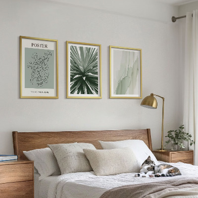 Conjunto de quadros para sala de estar Padrões de plantas em verde