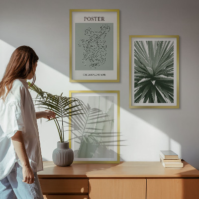 Conjunto de quadros para sala de estar Padrões de plantas em verde