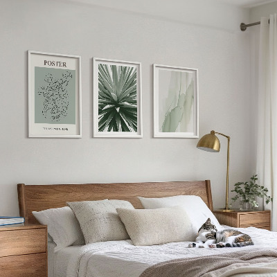 Conjunto de quadros para sala de estar Padrões de plantas em verde