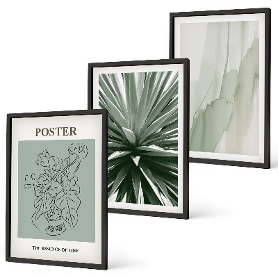 Conjunto de quadros para sala de estar Padrões de plantas em verde