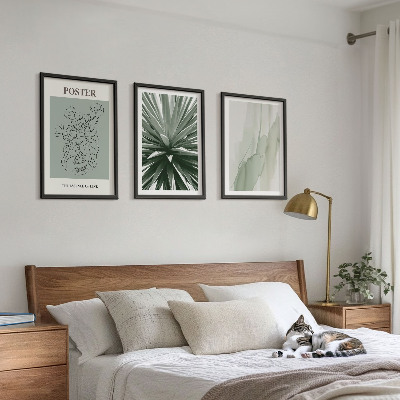 Conjunto de quadros para sala de estar Padrões de plantas em verde