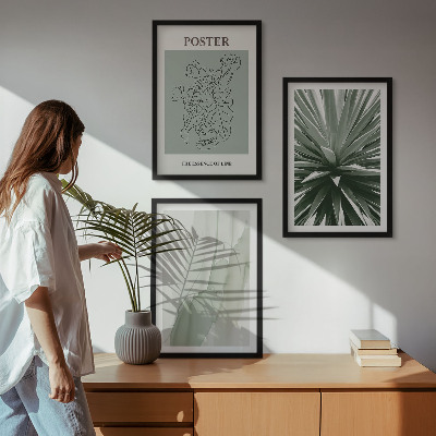 Conjunto de quadros para sala de estar Padrões de plantas em verde