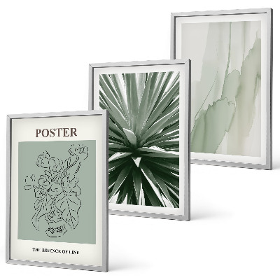 Conjunto de quadros para sala de estar Padrões de plantas em verde