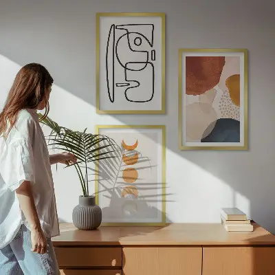 Conjunto de quadros para sala de estar com decorações abstratas coloridas