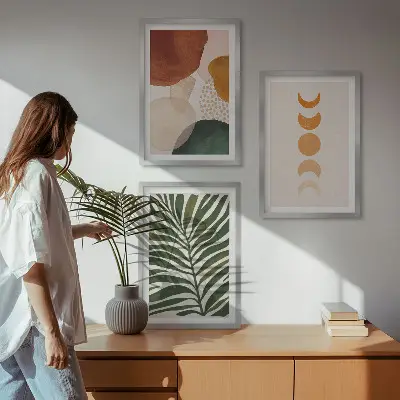 Composição de quadros moderna com formas abstratas de folhas