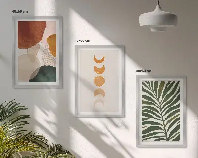 Composição de quadros moderna com formas abstratas de folhas