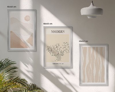 Conjunto de 3 quadros com moldura Formas abstratas e cores