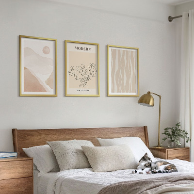 Conjunto de 3 quadros com moldura Formas abstratas e cores