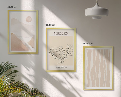 Conjunto de 3 quadros com moldura Formas abstratas e cores