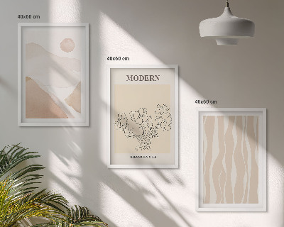 Conjunto de 3 quadros com moldura Formas abstratas e cores