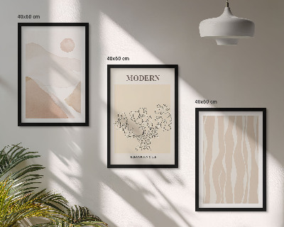 Conjunto de 3 quadros com moldura Formas abstratas e cores