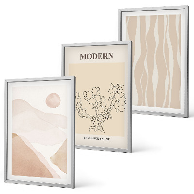 Conjunto de 3 quadros com moldura Formas abstratas e cores