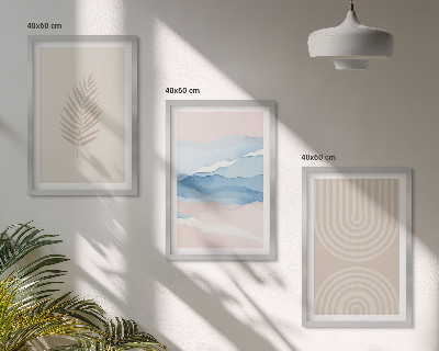 Composição de quadros moderna Ondas de folhas bege azul